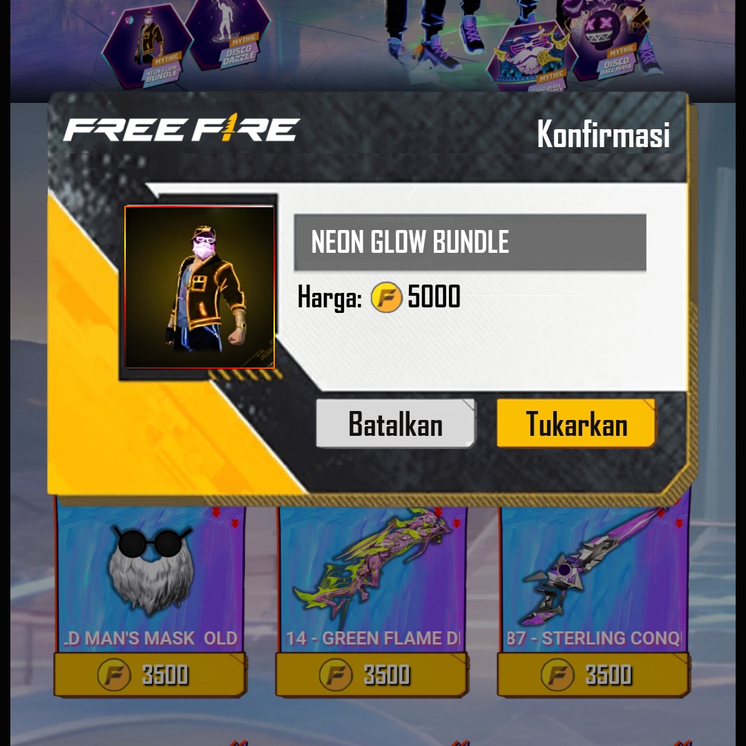 EVENT FREE FIRE BUNDLE NEON